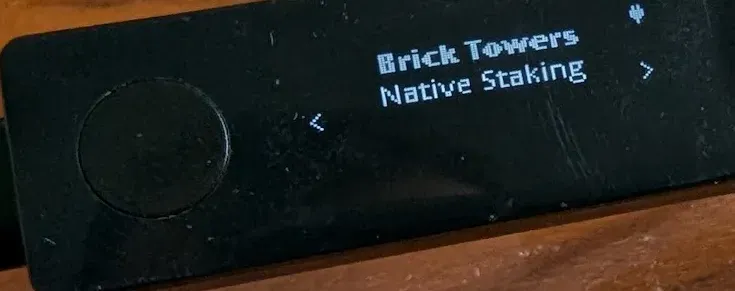 Ledger device screen: Brick Towers Native Staking