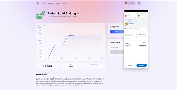 Wallet asking to confirm the staking transaction