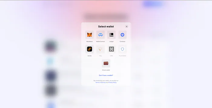 Select wallet dialog on StakeWise